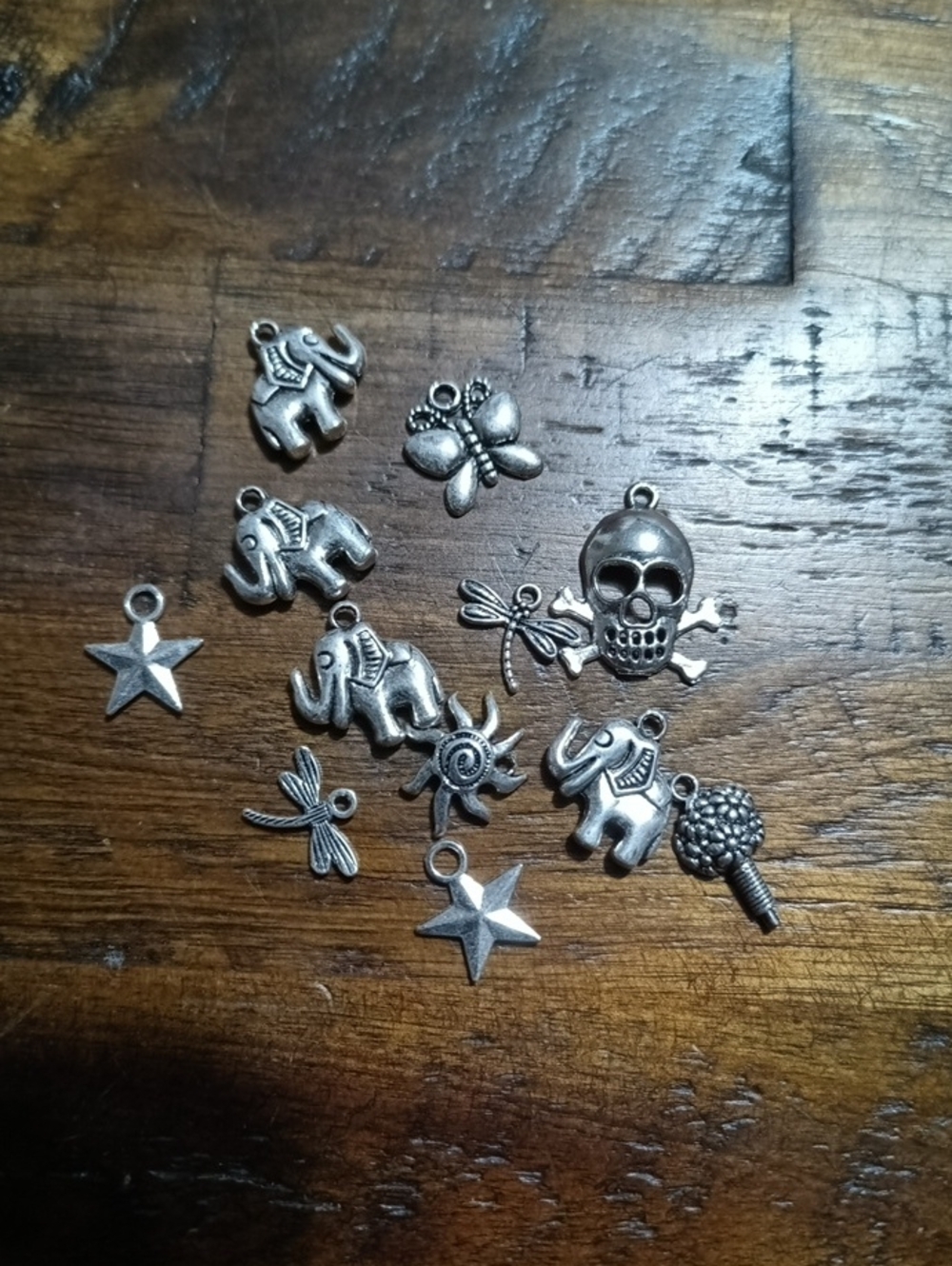 Silver Charms Assortment - Elephants, Stars & More (12)